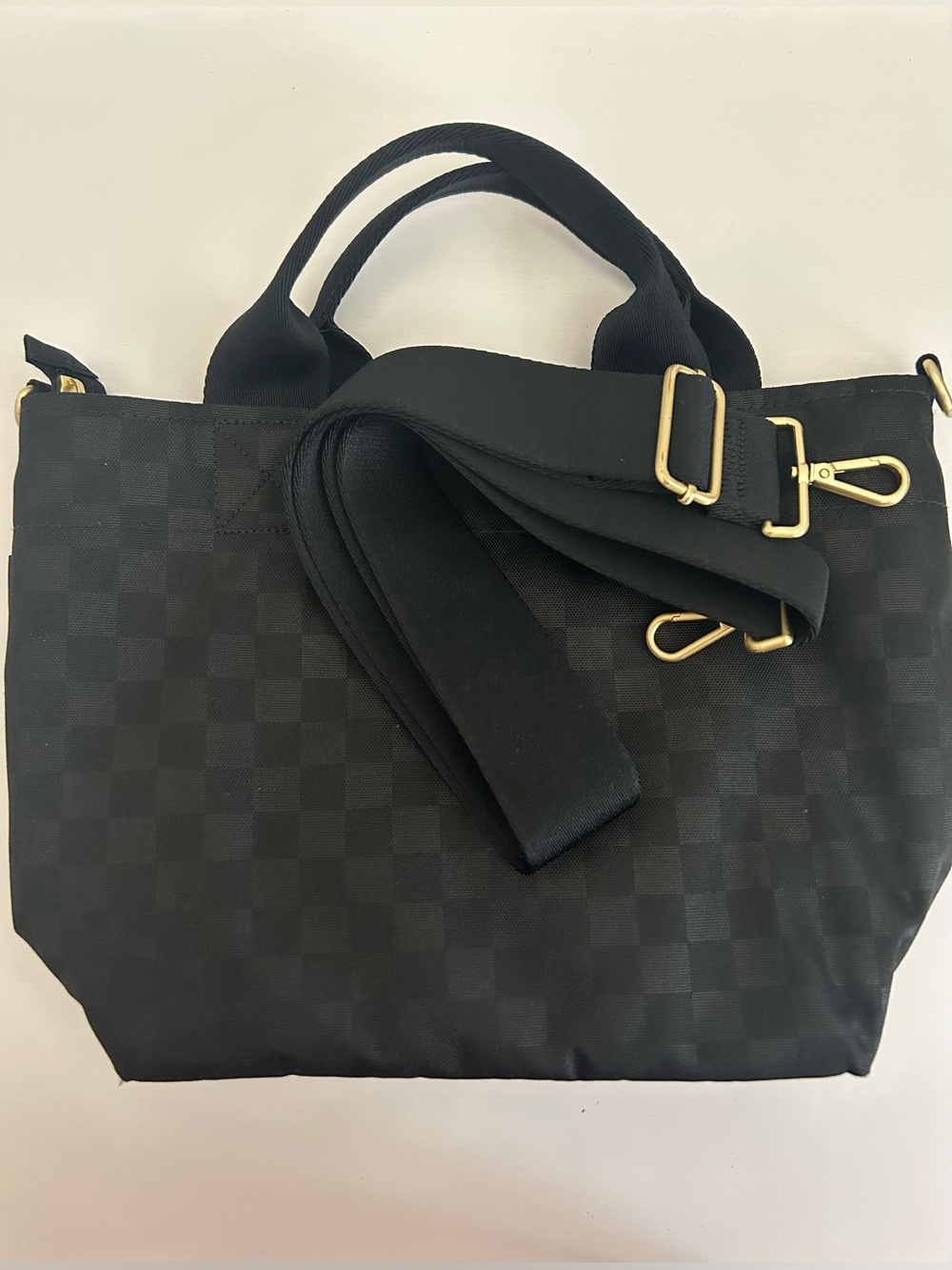 Canvelle Small Black Checkered Tote